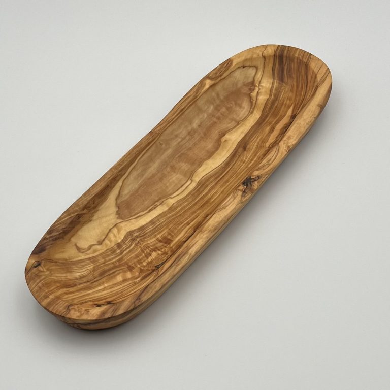 30cm Hand Carved Solid Olive Wood Baguette Bowl