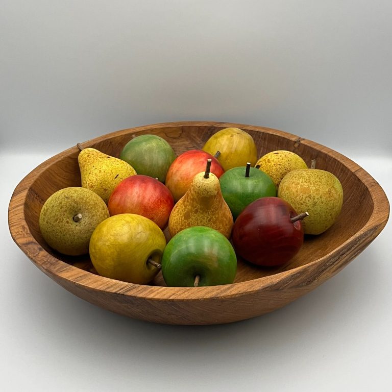 40cm Large Rustic Wooden Solid Fruit Bowl