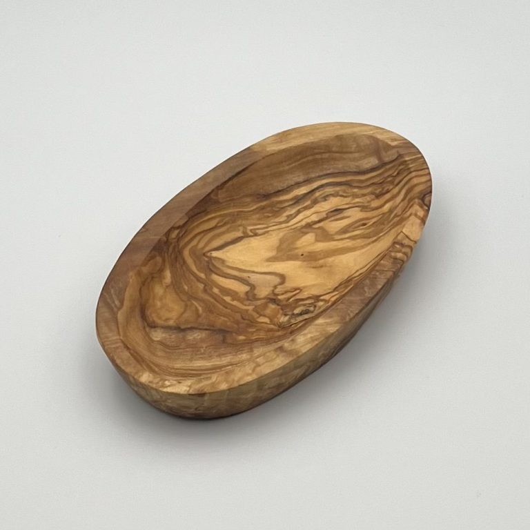 16cm Hand Carved Solid Olive Wood Oval Bowl 