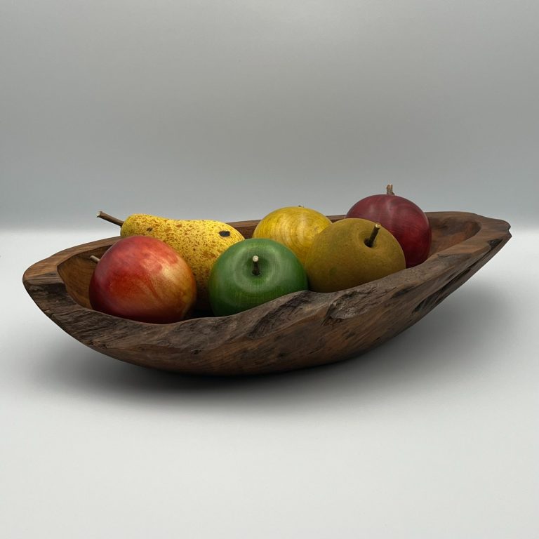 36cm Rustic Medium Wooden Solid Fruit Bowl